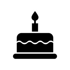 Birthday cake icon on solid style