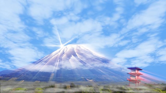 3d rendering of nice lighting with blue sky and mountain