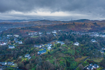 Aerial View Over Oban Town in Scotland