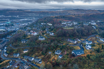 Aerial View Over Oban Town in Scotland