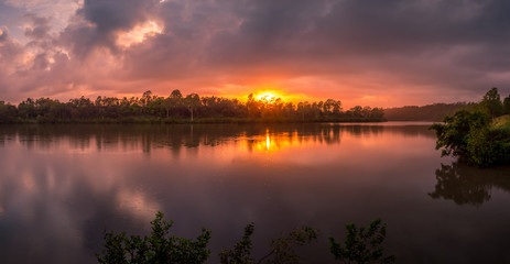 Fototapeta na wymiar Panoramic River Sunrise