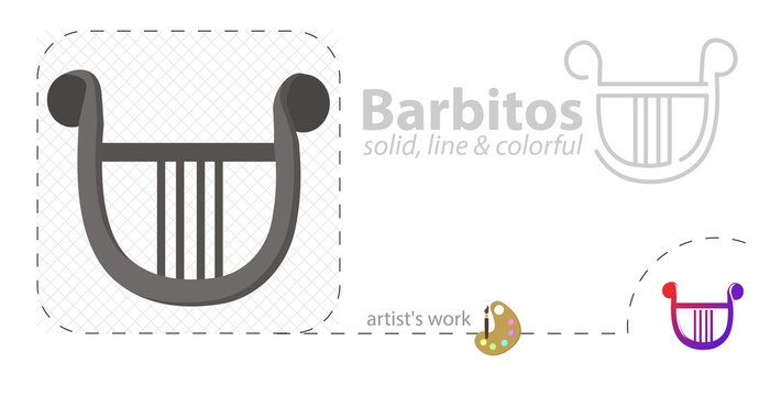 Barbitos vector flat illustration, solid, line icon