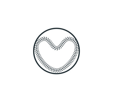 heart shape stitch ball baseball softball stuff vector logo graphic design