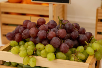 A mixed fresh fruit in wood box