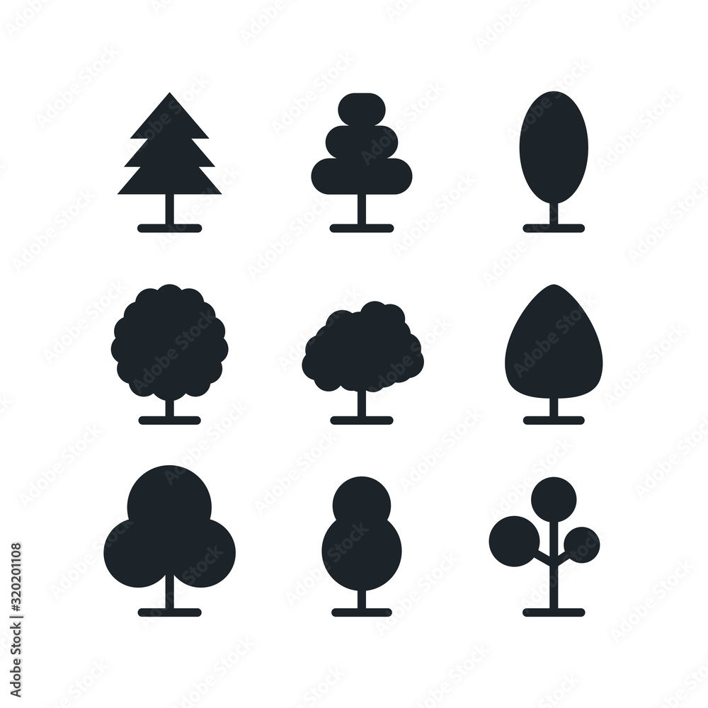 Aufkleber tree set icon template color editable. forest tree symbol vector sign isolated on white background illustration for graphic and web design.