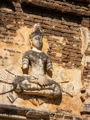 Ancient stucco patterns ,Wat Chet Yot temple,B.E. 1998 King Tilokaraj The 9th King of the Mangrai Dynasty built of laterite decorated with stucco designs. Is a Bodh Gaya pagoda India.
