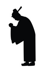 Chinese nobleman traditional uniform silhouette vector