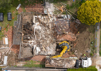 demolition  of a house in Sydney, Australia.