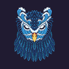 Wave pattern owl vector illustration