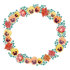 薔薇とパンジーのフレーム