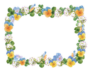 パンジーとクローバーのフレーム