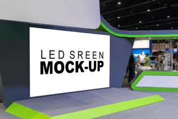 Mock up LED screen billboard on stage in exhibition show day