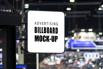 Mock up advertising billboard square shape in exhibition