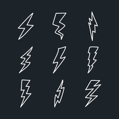 Set Lightning bolt. Thunderbolt icon template color editable. lightning strike symbol vector sign isolated on white background illustration for graphic and web design.