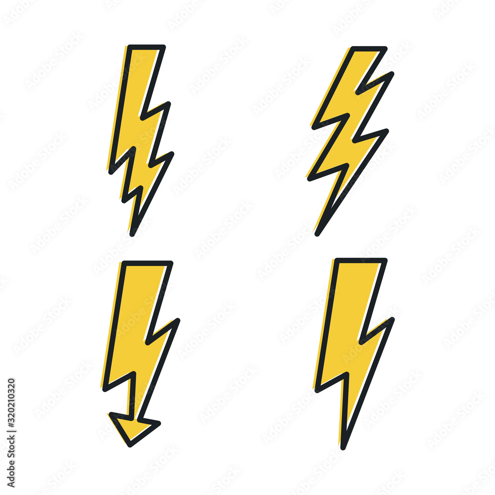 Leinwandbilder Set Lightning bolt. Thunderbolt icon template color editable. lightning strike symbol vector sign isolated on white background illustration for graphic and web design.