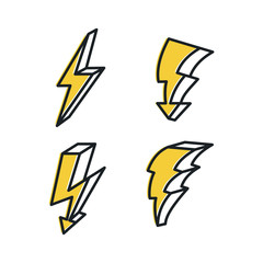 Set Lightning bolt. Thunderbolt icon template color editable. lightning strike symbol vector sign isolated on white background illustration for graphic and web design.
