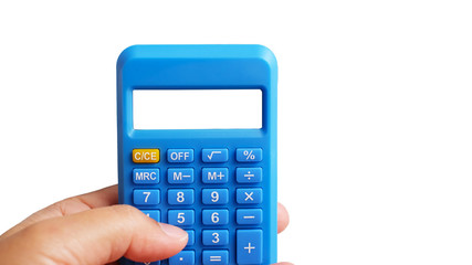 sky digital calculator on the top view white background