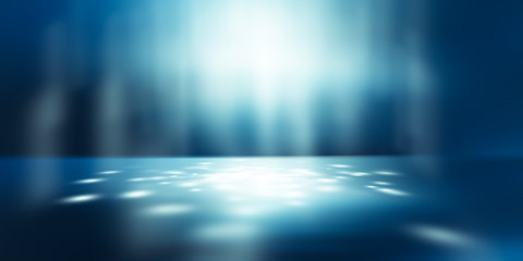 perspective floor backdrop blue room studio with light blue gradient spotlight backdrop background for display your product or artwork  - obrazy, fototapety, plakaty