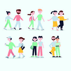 couple walking together illustration. flat design illustration