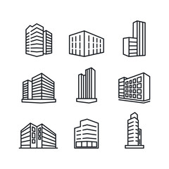 Buildings icon template color editable. Bank, Hotel, Courthouse. City, Real estate, Architecture buildings icons.. Buildings symbol vector sign isolated on white background illustration