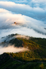 The Great Wall of China flowing through the sea of clouds