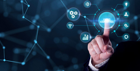 Business, Technology, Internet and network concept. Digital Marketing content planning advertising strategy concept.Video marketing