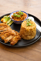Fried rice with chili paste and Thai fried pork