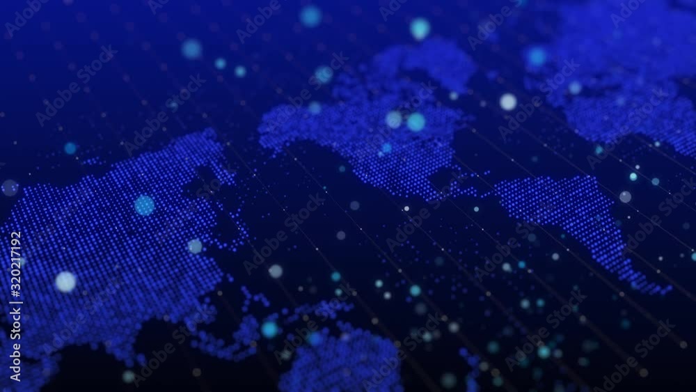 Poster digital world map future cyber abstract background big data technology