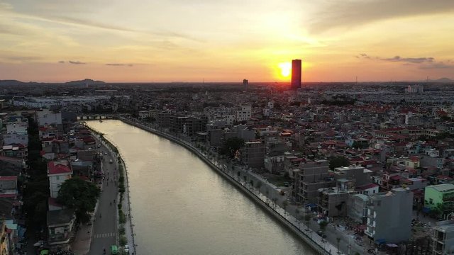 Sunset at Tam bac river, Haiphong, Vietnam	