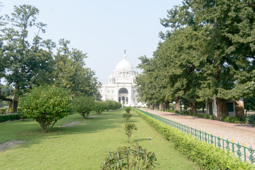 Finest Architecture Victoria Memorial in heart of metro city, a reminiscence of erstwhile colonial grandeur, museum and tourist destination. Entrance Gate Ground Kolkata, West Bengal, India May 2019