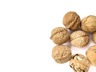 walnuts on white background