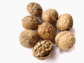 walnuts isolated on white background