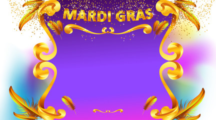 Mardi gras carnival mask poster background with copy space for text. Bokeh effect for celebration greeting card, banner, flyer. - Vector © vavectors