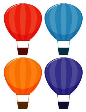 Set of four pictures of balloons in different colors
