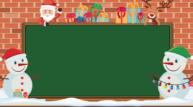 Border template with Santa and snowman