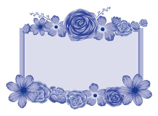 Background design with blue flower frame