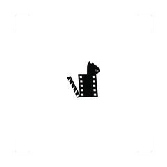 character or mascot of cat combined cinema film clapper board
