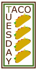 taco tuesday label with row of tacos