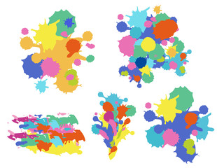 Different patterns of watercolor splash on white background