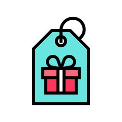 Gift tag vector illustration, filled style icon