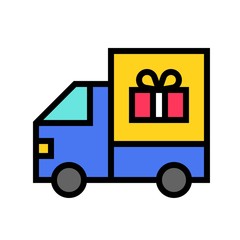 Delivery truck vector illustration, filled style icon