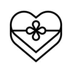 Heart shaped Gift box vector illustration, line style icon