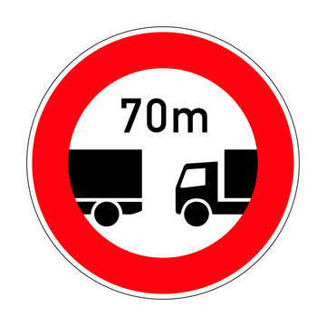 Ban On Driving With A Distance Less Than Specified. Mandatory Distance. Road Sign Of Germany. Europe. Vector Graphics.