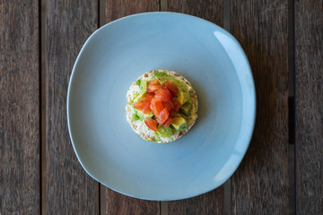 Healthy snack rice cracker top view