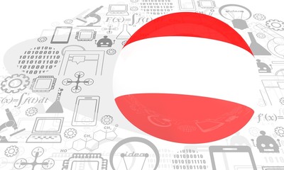 Innovation and technology concept. Template for presentation. Circle frame with thin line icons. Flag of the Austria. 3D rendering.