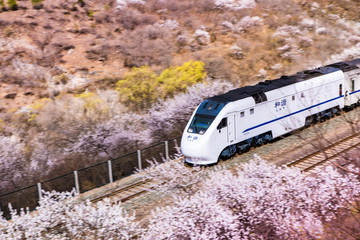 China Train Crosses Beijing's Juyong Mountain