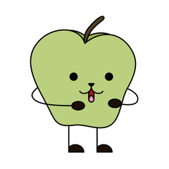 apple fresh fruit kawaii character