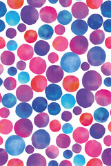 Watercolor circles seamless background pattern. Colorful dots  hand painted. Textile pattern, fabric swatch, wrapping paper.