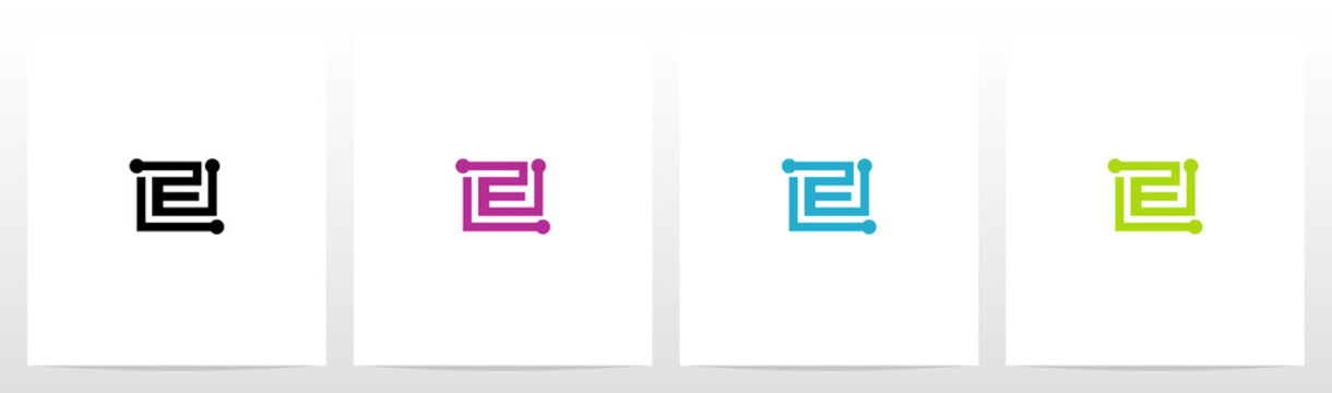 Parallel Lines With Nodes Formed Letter Logo Design E