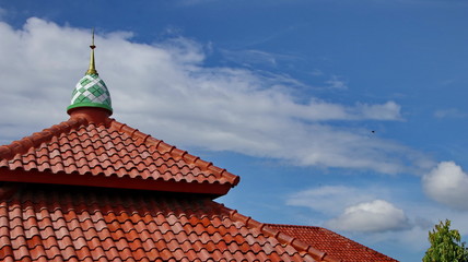 roof of the mosque, place of worship of Muslims, a fusion of Javanese and Middle Eastern...